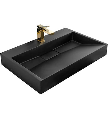 Νιπτήρας Επικαθήμενος Rea Goya Black Matte - 70 x 37 cm