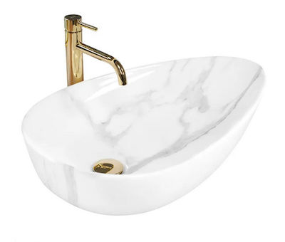 Νιπτήρας Επικαθήμενος Rea Greta 65 Bianco Shiny - 65 x 42 cm