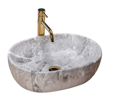 Νιπτήρας Επικαθήμενος Rea Lara Stone - 48.5 x 35 cm