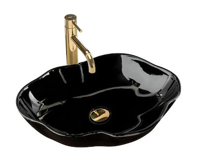 Νιπτήρας Επικαθήμενος Rea Pearl Black - 51.5 x 37.5 cm