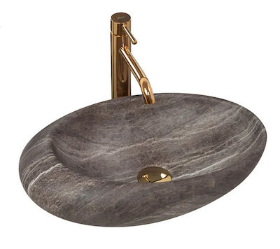 Νιπτήρας Επικαθήμενος Rea Roxy A Stone D.Grey - 49 x 31 cm