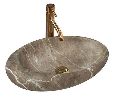 Νιπτήρας Επικαθήμενος Rea Roxy B Stone Nature - 49 x 31 cm