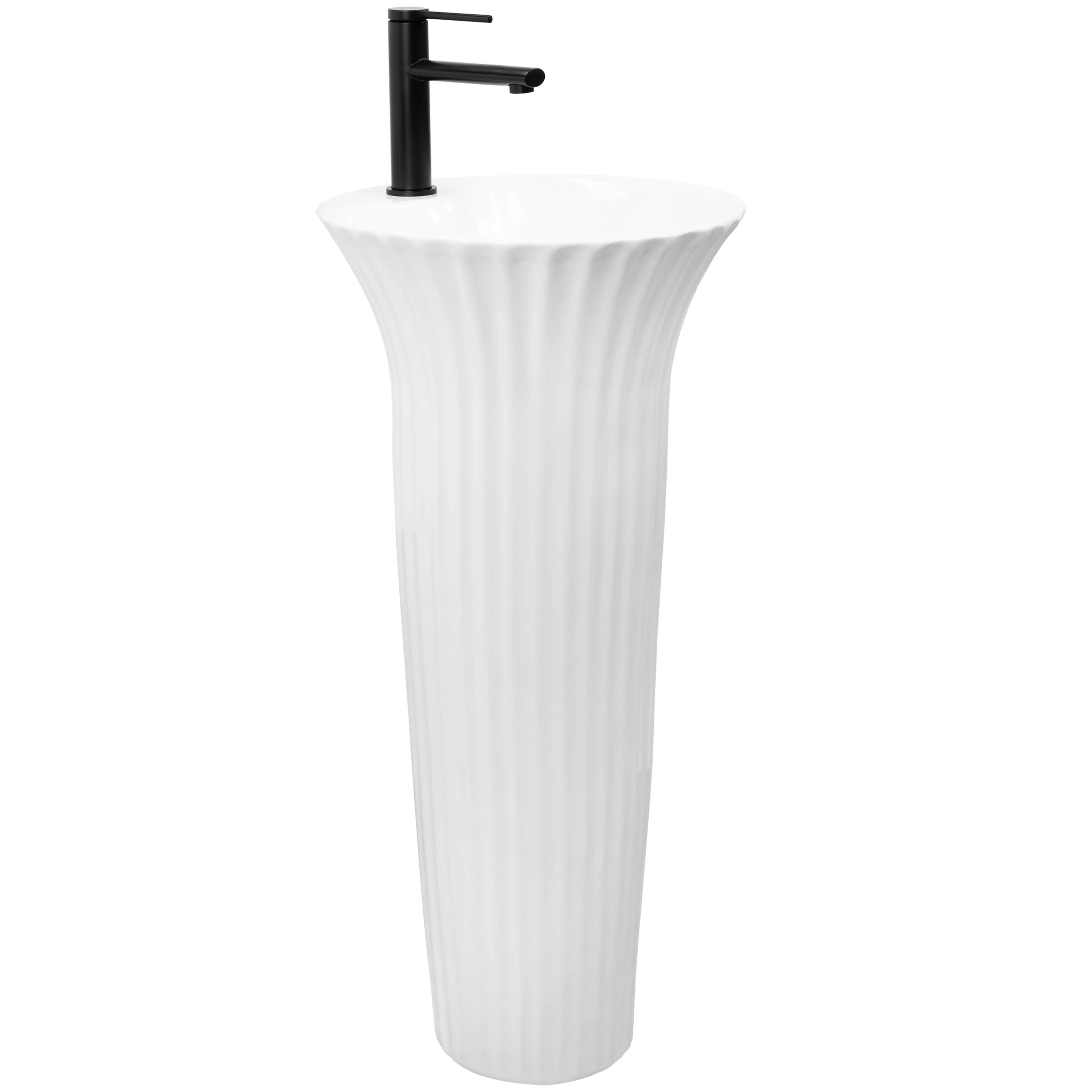 Ανεξάρτητος Επιδαπέδιος Κεραμικός Νιπτήρας Rea Hope White Gloss - 40 x 40 x 84 cm