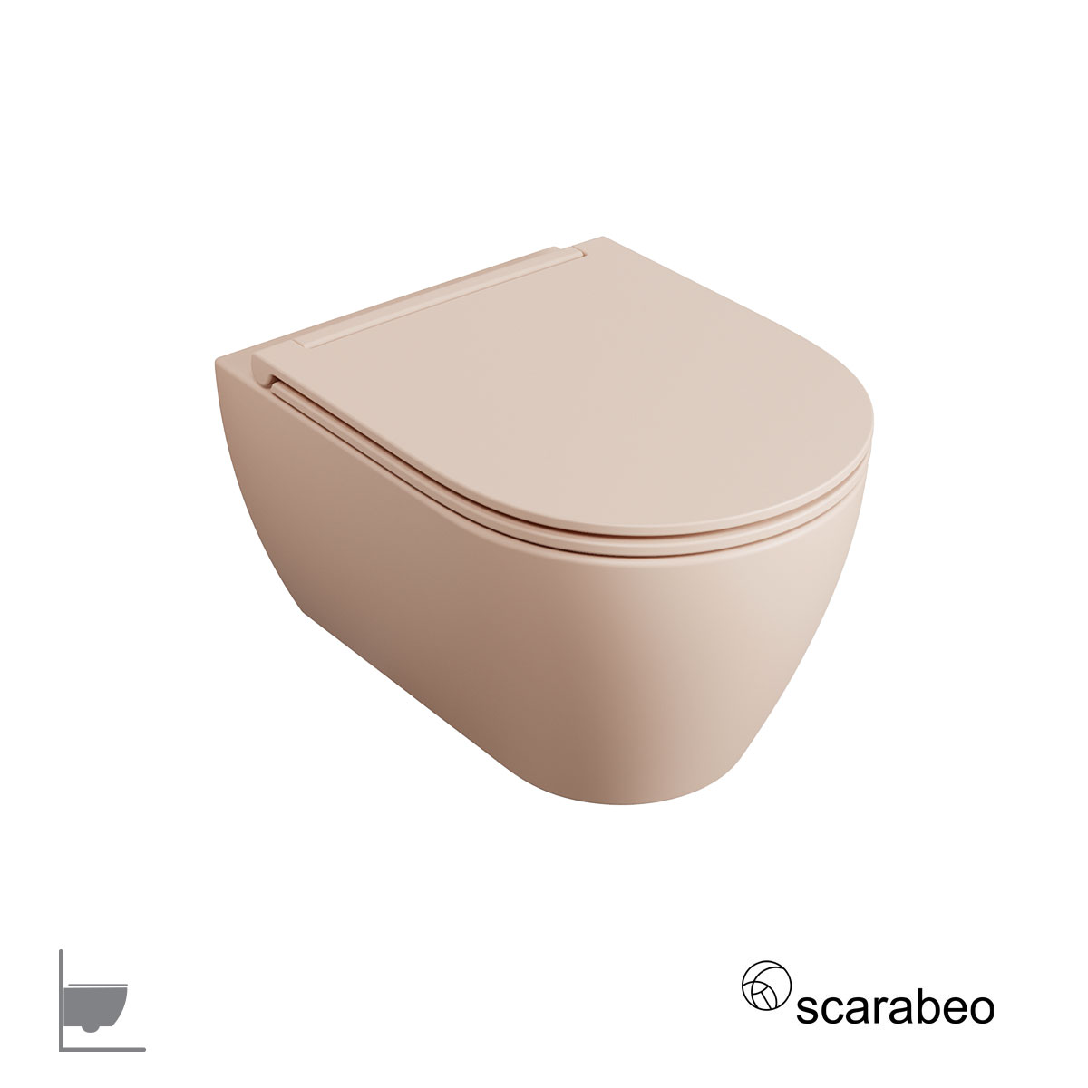 Λεκάνη Κρεμαστή MOON/50,5 Clean-Flush με κάλυμμα Slim Soft Close, Scarabeo Antique pink (rosa)