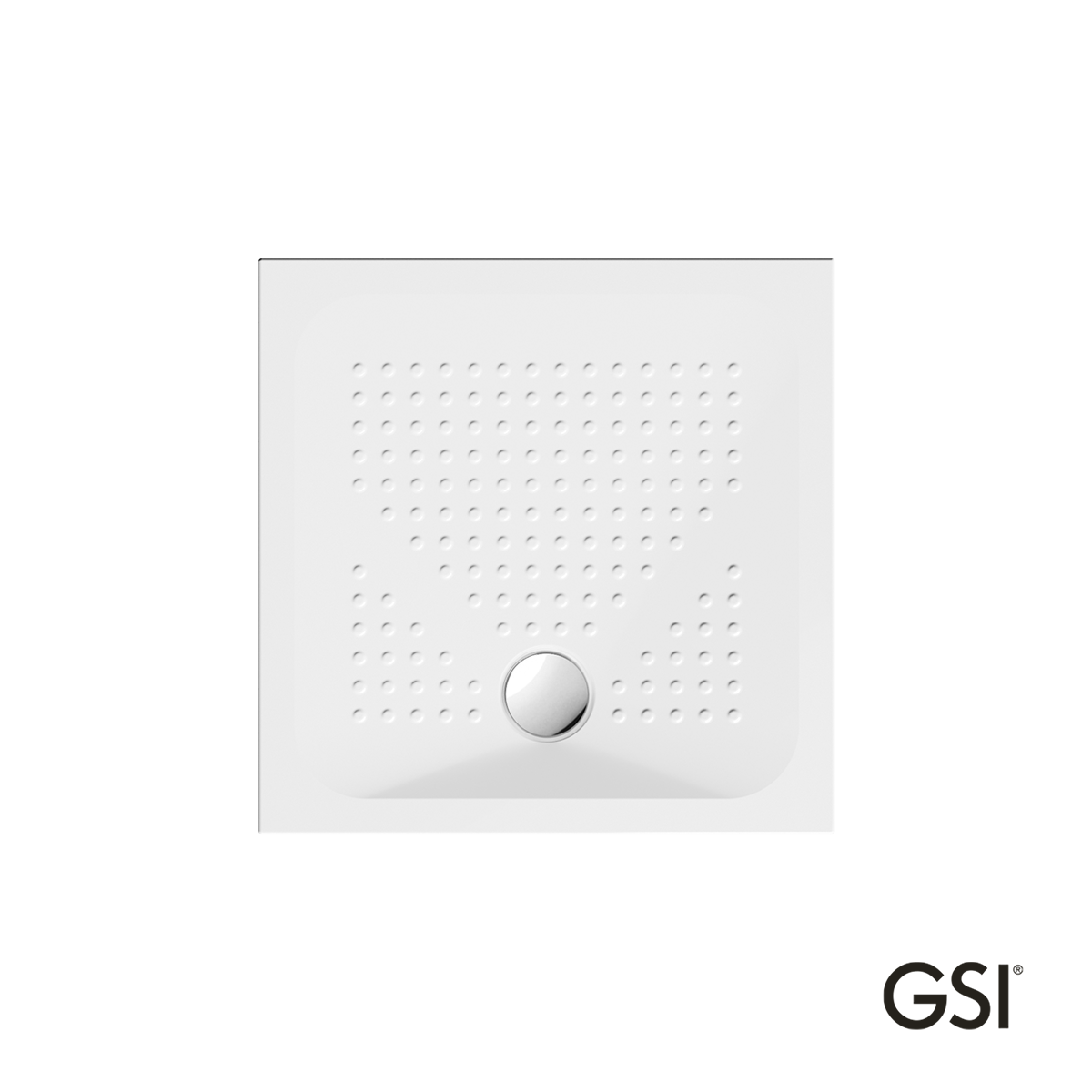 Ντουζιέρα Πορσελάνης Τετράγωνη 80x80 h.4 (4384) antislip Φ90 GSI White