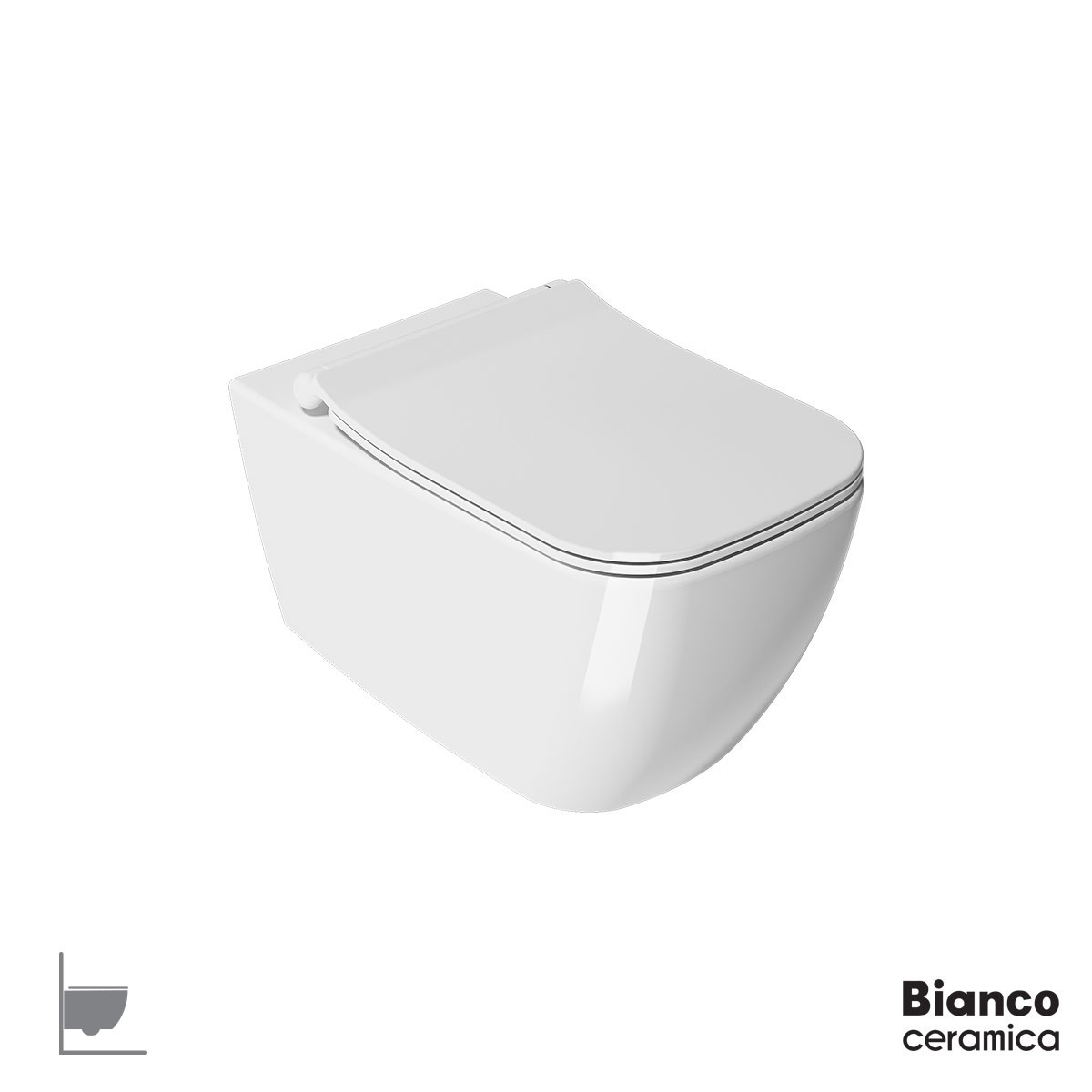 Λεκάνη Κρεμαστή MIZO/51,5 Rimless με κάλυμμα Slim Soft Close MS36SC, Bianco Ceramica White