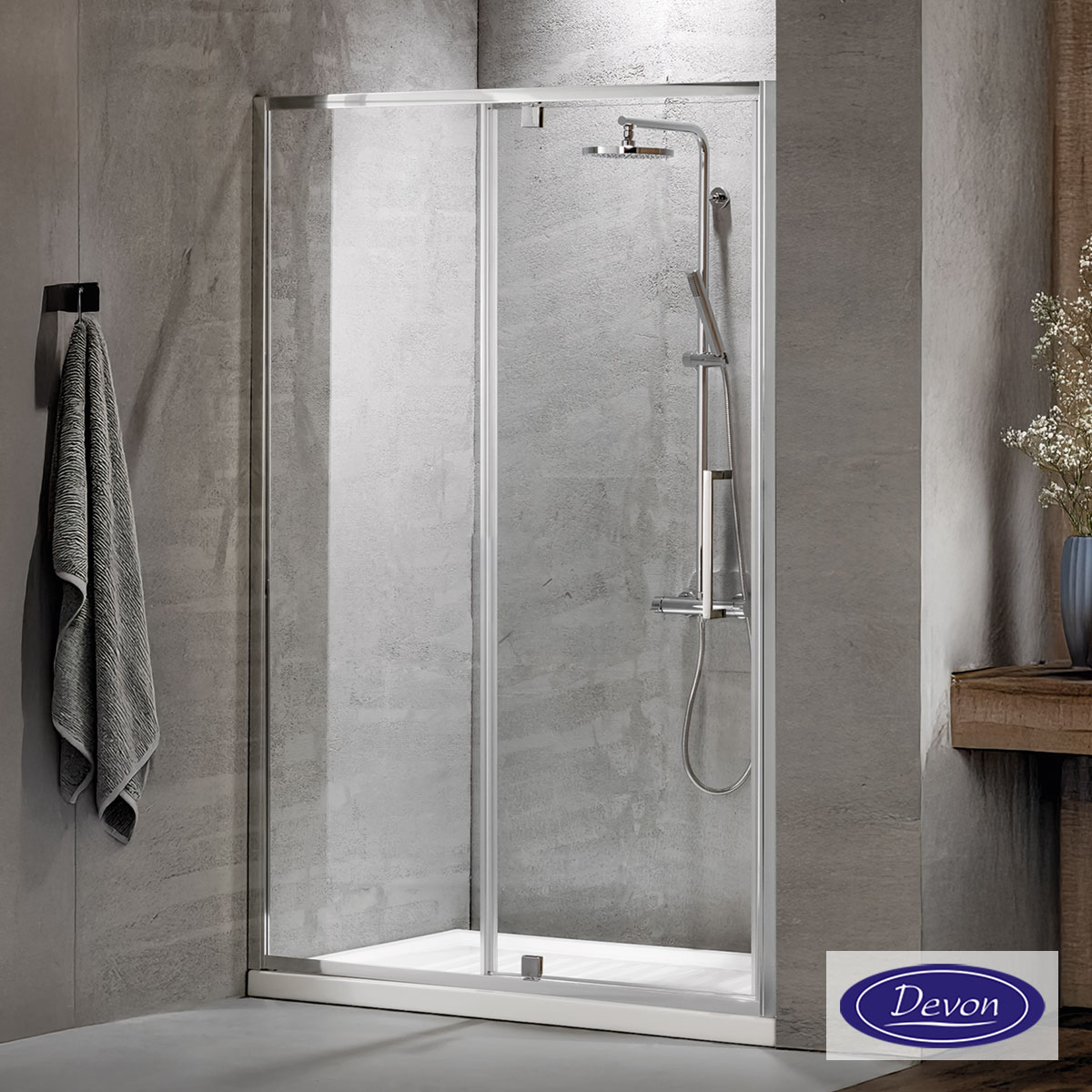 Ανοιγόμενη πόρτα ντουζιέρας PIVOT INFILL 100 ύψους 195εκ. ρυθμιζόμενη διάσταση από 97 έως 101εκ.,  Primus Plus Clean Glass Chrome