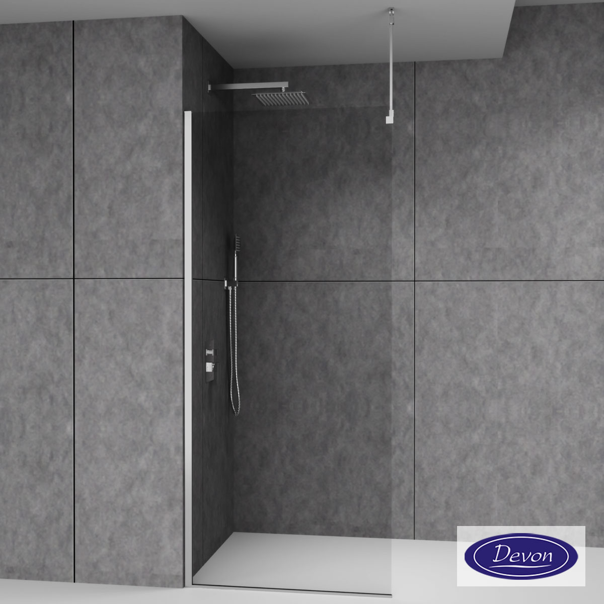 Βραχίονας Οροφής 100εκ. για στήριξη διαχωριστικού ντουζιέρας IWIS, Devon PVD Inox