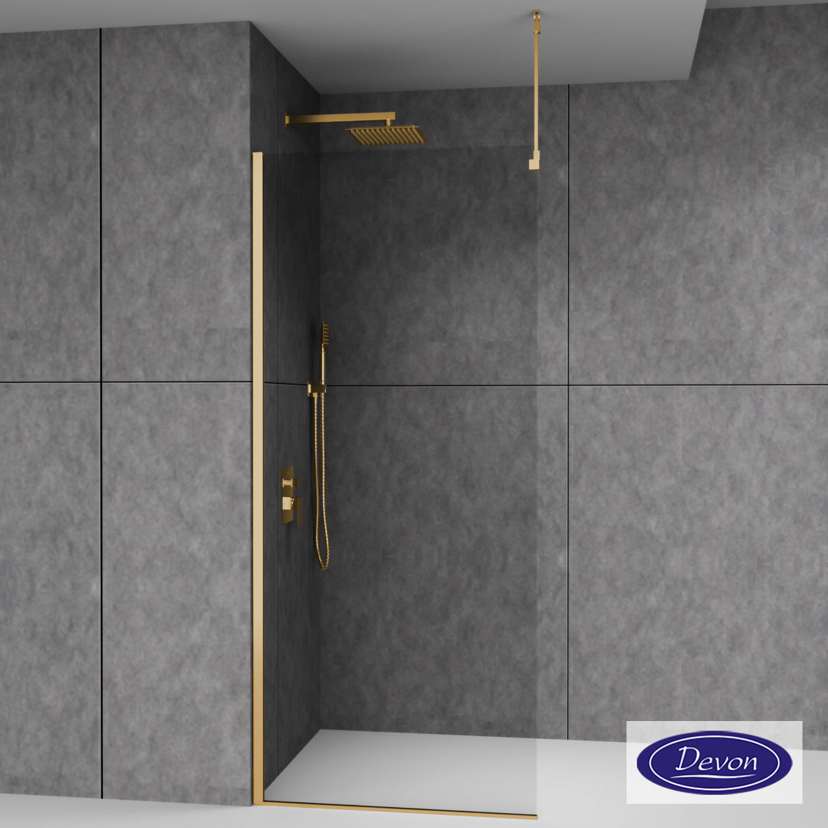 Βραχίονας Οροφής 100εκ. για στήριξη διαχωριστικού ντουζιέρας IWIS, Devon PVD Gold Brushed