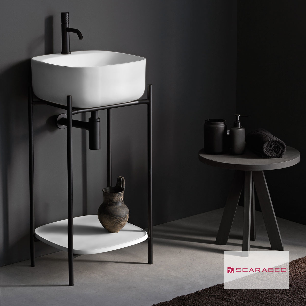 Έπιπλο μπάνιου Laila 2702-NROP με ράφι 2709-300 χωρίς νιπτήρα, Scarabeo Έπιπλο μπάνιου Laila 2702-NROP με ράφι 2709-300 χωρίς νιπτήρα, Scarabeo
