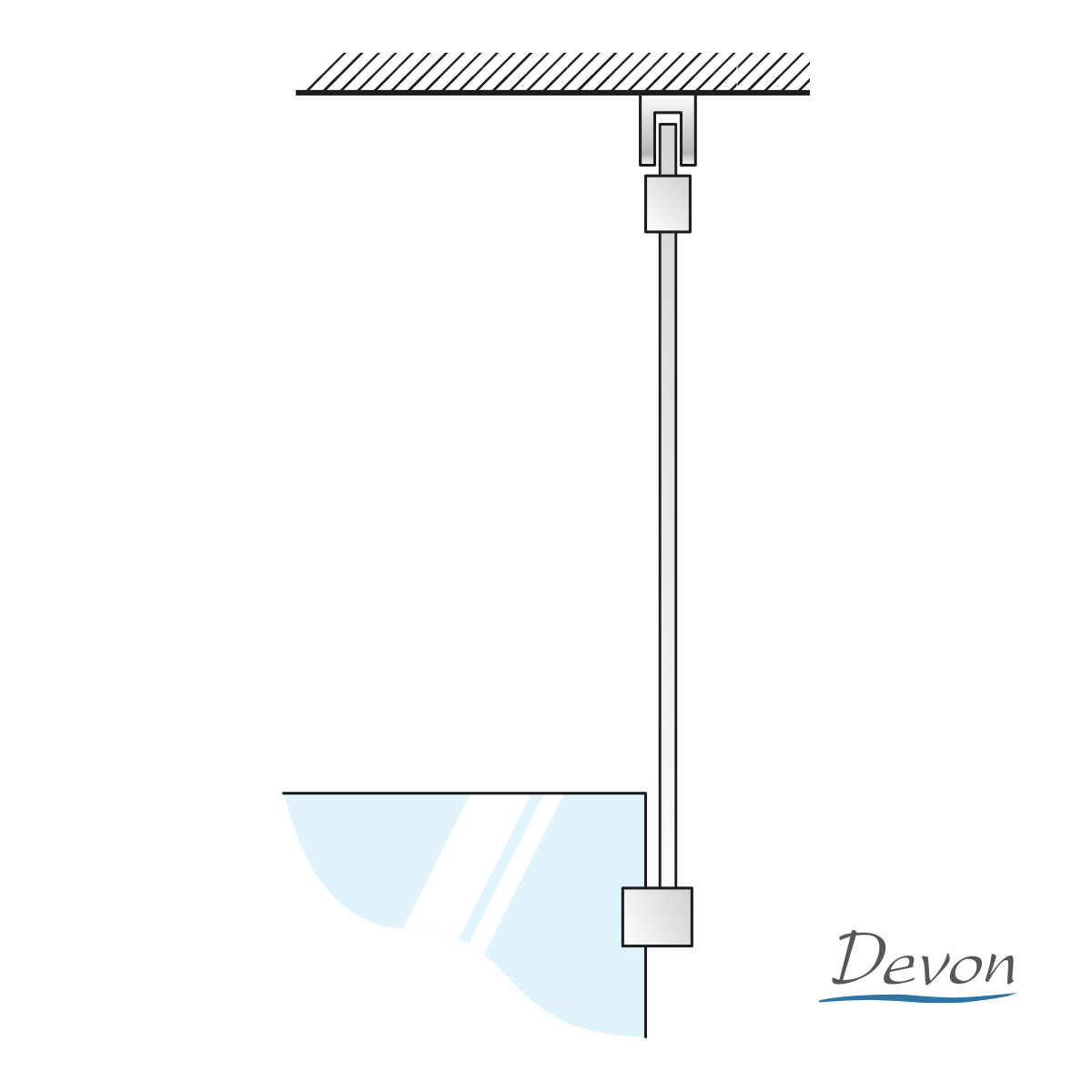 Βραχίονας Οροφής 100εκ. για στήριξη διαχωριστικού ντουζιέρας IWIS, Devon Chrome