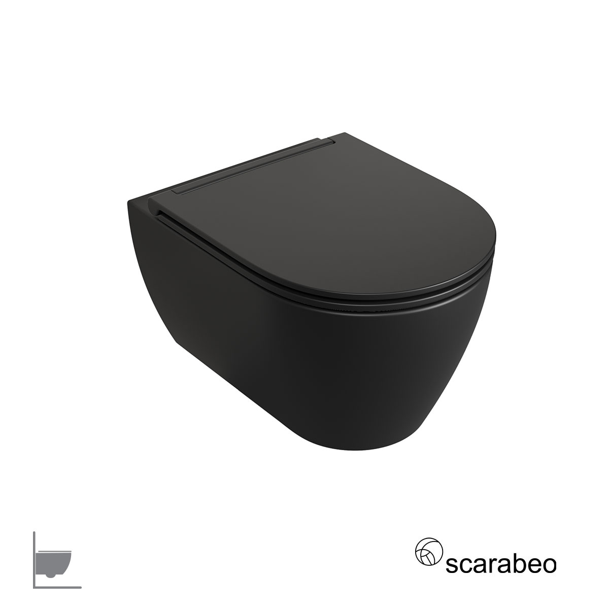 Λεκάνη Κρεμαστή MOON/50,5 Clean-Flush με κάλυμμα Slim Soft Close, Scarabeo (Black Matt)
