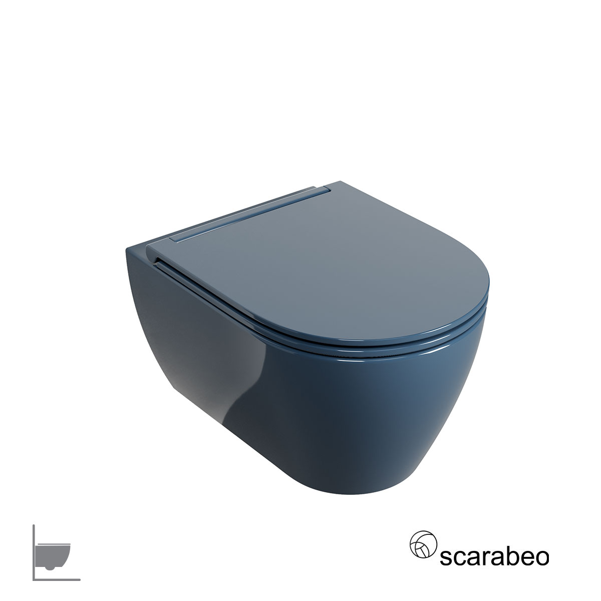 Λεκάνη Κρεμαστή GLAM/50,5 Twist με κάλυμμα Slim Soft Close, Scarabeo Ocean Glossy