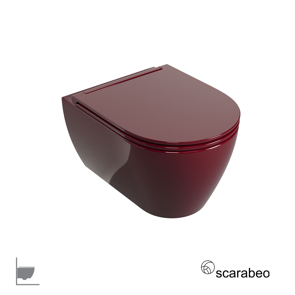 Λεκάνη Κρεμαστή GLAM/50,5 Twist με κάλυμμα Slim Soft Close, Scarabeo Cherry Glossy