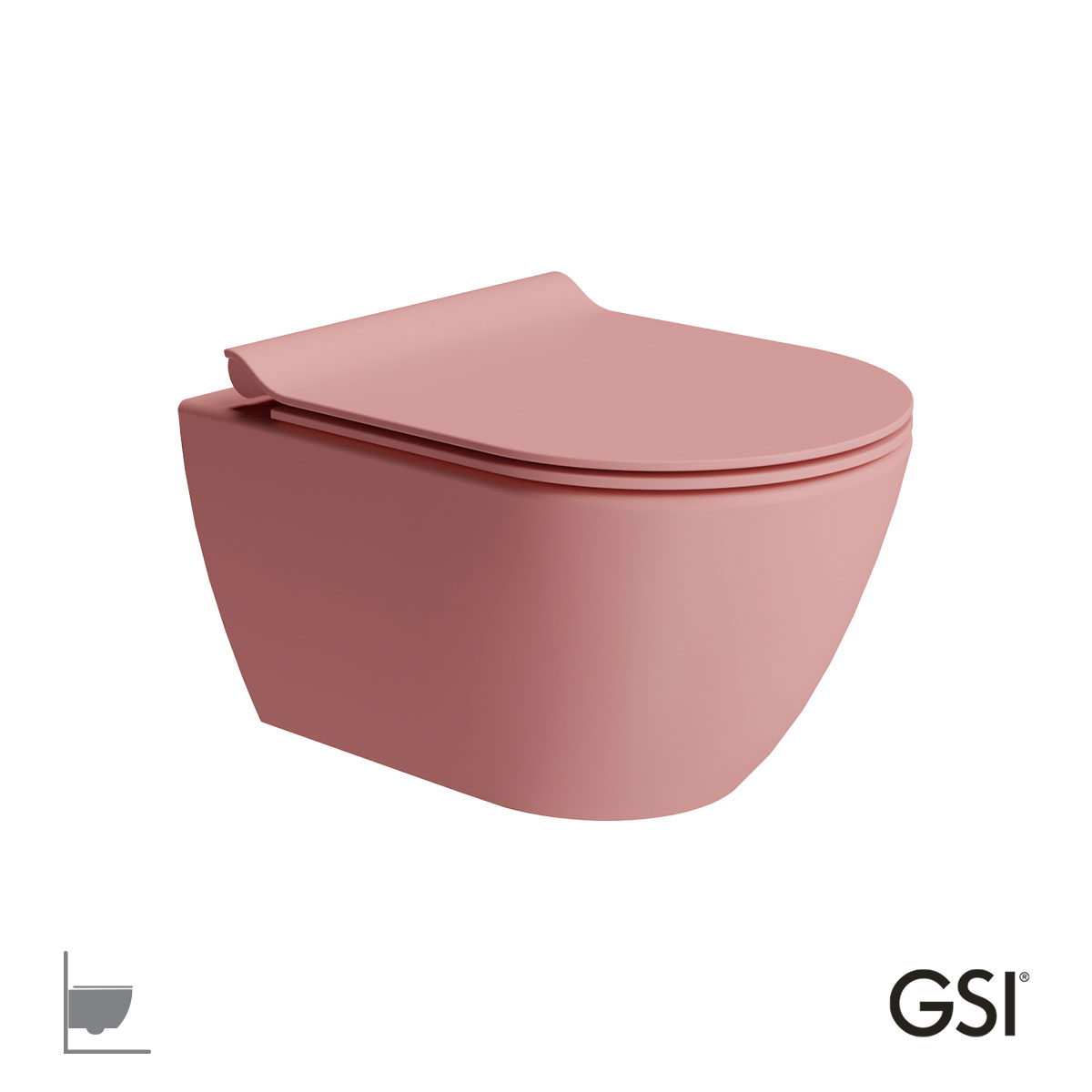 Λεκάνη Κρεμαστή Pura/50 Swirlflush με κάλυμμα MS86SC Super Slim Soft Close, GSI Blush Matt