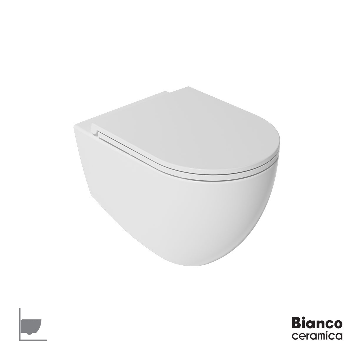 Λεκάνη Κρεμαστή LENTA/53 Rimless με κάλυμμα Soft Close MS38C, Bianco Ceramica White Matt