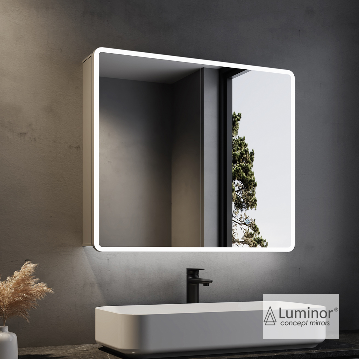 ΝΤΟΥΛΑΠΙ ΜΠΑΝΙΟΥ KUBI 80x70 ΜΕ ΦΩΤΙΖΟΜΕΝΟ ΚΑΘΡΕΠΤΗ LED