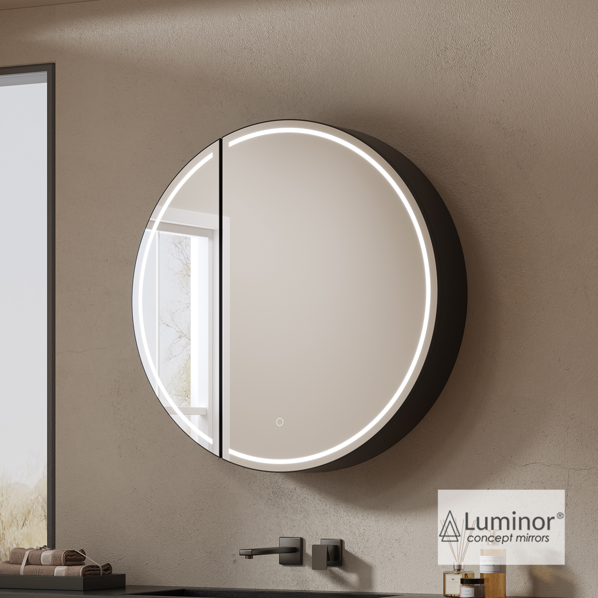 ΝΤΟΥΛΑΠΙ ΜΠΑΝΙΟΥ ROOT Φ70 ΜΕ ΦΩΤΙΖΟΜΕΝΟ ΚΑΘΡΕΠΤΗ LED