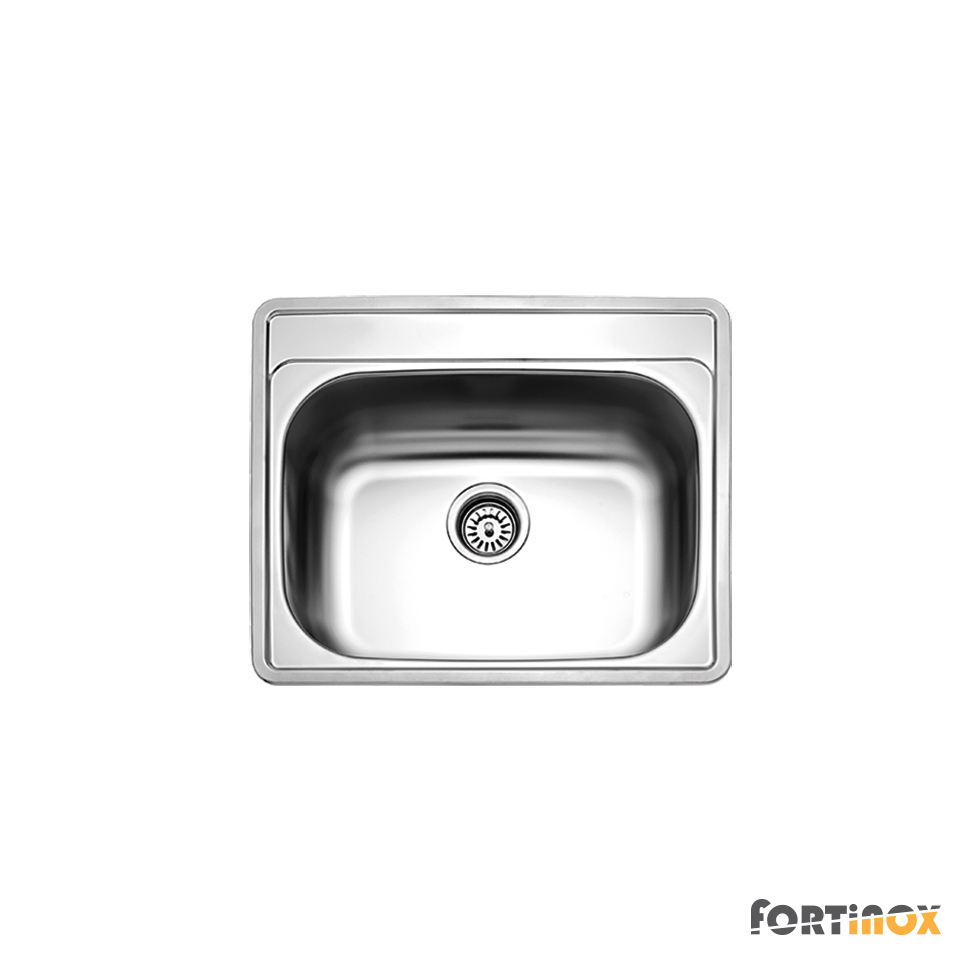 Νεροχύτης Κουζίνας Ανοξείδωτος Valley 60x50 με 1 Οπή  Fortinox Inox Σαγρέ