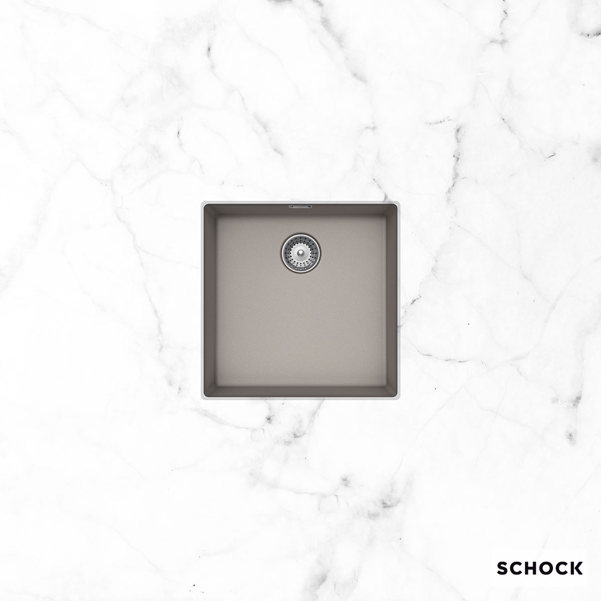 Νεροχύτης Κουζίνας Γρανίτη Manhattan Υποκαθήμενος 45,6x45,6 Schock Cristalite Concrete Granite