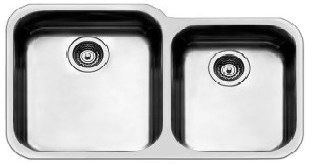 Νεροχύτης υποκαθήμενος ανοξείδωτος 90x50 εκ. με 2γούρνες 45χ40cm & 40x34cm  βάθους 21cm, για ερμ.90