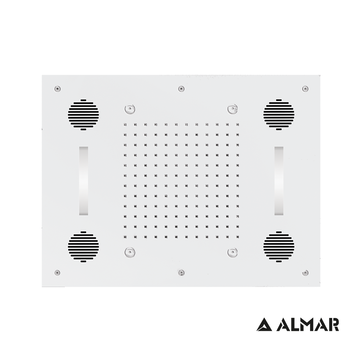 Κεφαλή Ντουζ Εντοιχισμού Οροφής Temptation 63x48 με Σύνδεση Bluetooth και Χρωματοθεραπεία, Almar Inox Chrome