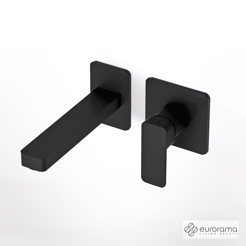 Μπαταρία Νιπτήρα Τοίχου Quadra Eurorama Black Μatt