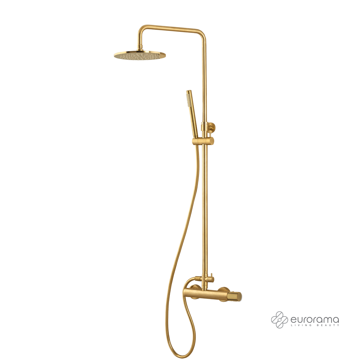 Μπαταρία Ντουζιέρας με Κεφαλή και Κολώνα ρυθμιζόμενου ύψους OSO Brushed Gold
