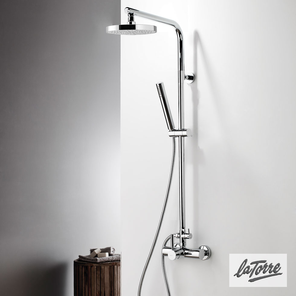 Μπαταρία Ντουζιέρας με Κεφαλή και Κολώνα μη ρυθμιζόμενου ύψους, Τech La Torre Chrome