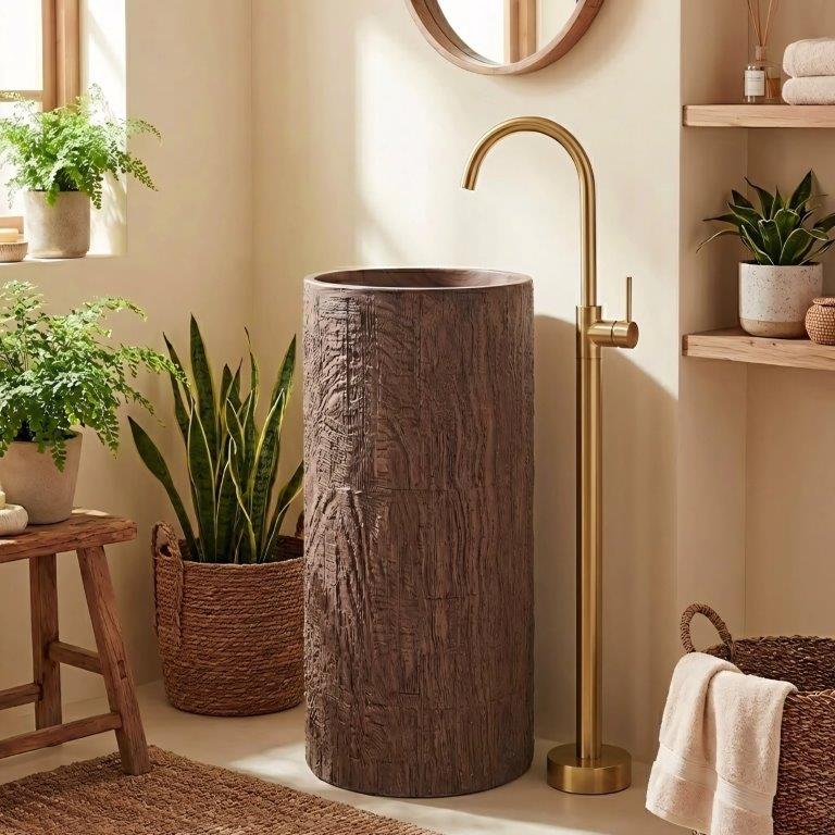 Ανεξάρτητος Επιδαπέδιος Νιπτήρας Rea Rossana Artificial Stone - 40 x 85.5 cm