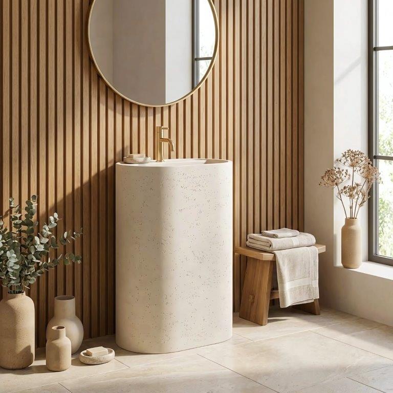 Ανεξάρτητος Επιδαπέδιος Νιπτήρας Rea Salento Artificial Stone - 60 x 38 x 85 cm