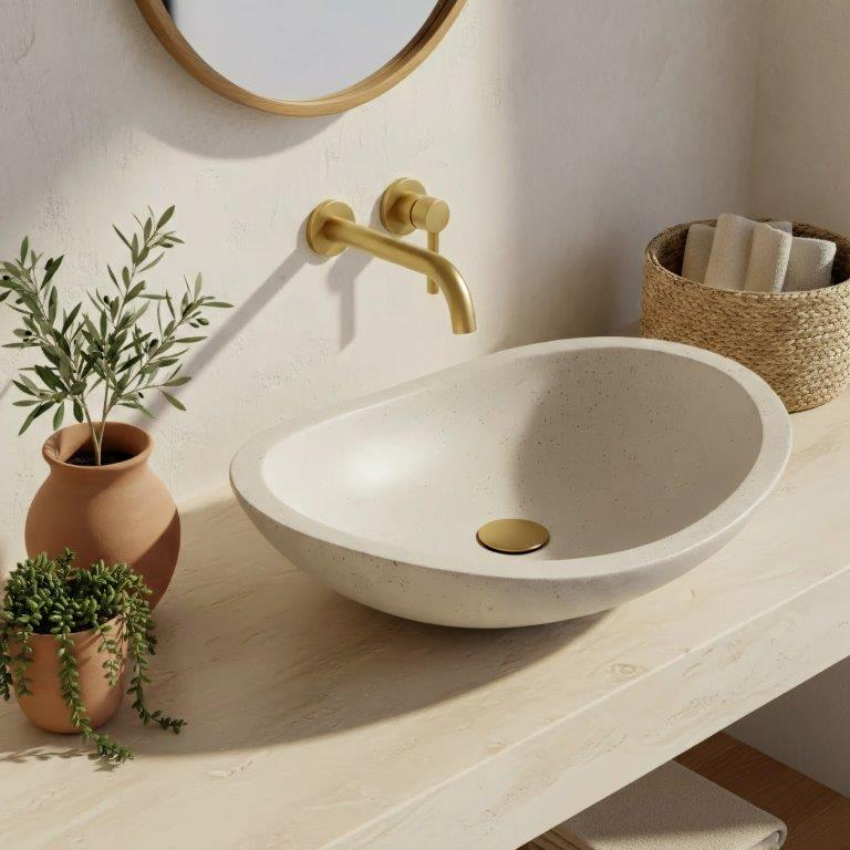 Νιπτήρας Πάγκου Rea Leona Artificial Stone Beige - 46.5 x 37 cm