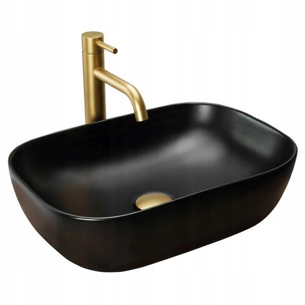 Νιπτήρας Πορσελάνης Επικαθήμενος BASARO HESTIA Black Matt – 46.5 x 33.5 x 13.5 cm