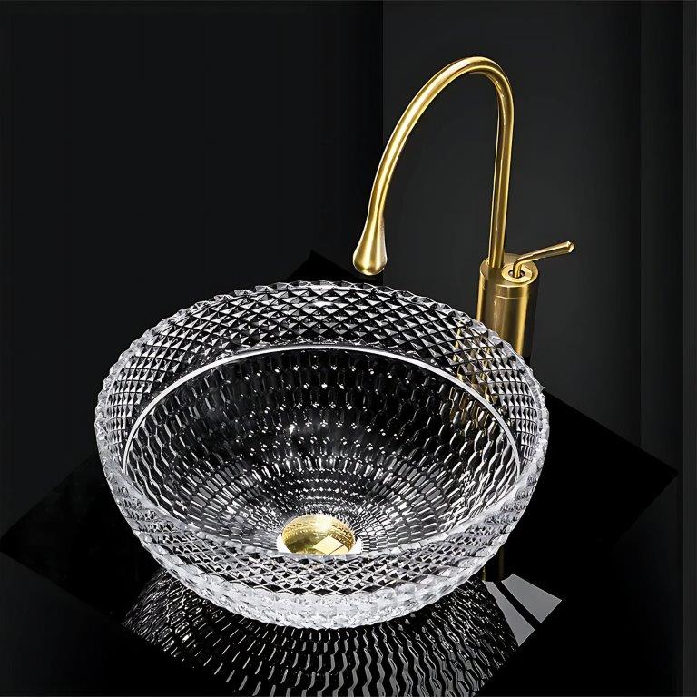 Νιπτήρας Πάγκου Rea Sue Transparent Crystal Glass - 40 x 40 x 16.5 cm