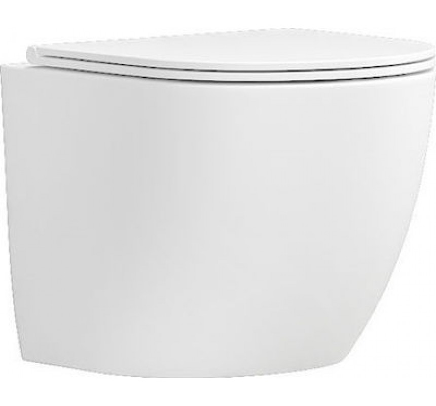 Karag Milos LT046E-NRMW Λεκάνη Κρεμαστή Rimless με Slim Κάλυμμα Λευκή