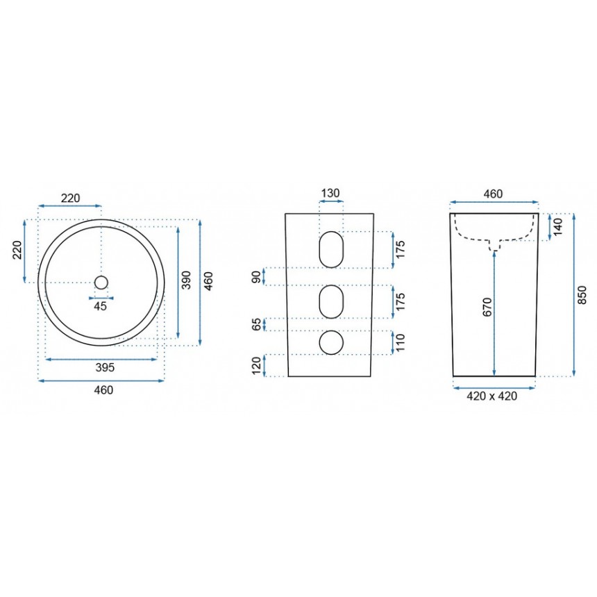 Estera Νιπτήρας Ψηλός Λευκός 46Χ46Χ85 