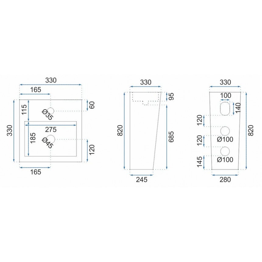 Kamila Νιπτήρας Ψηλός Λευκός 