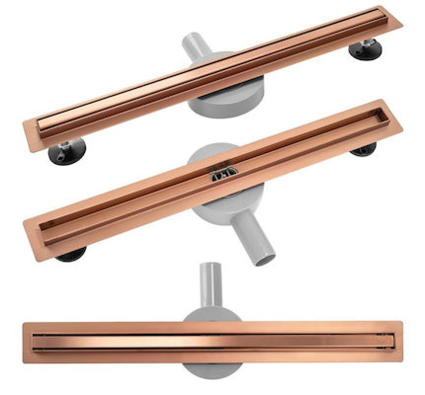 Slim Brushed Rosegold Κανάλι Δαπέδου Σιφώνι 60cm