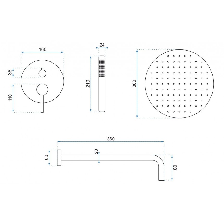 LUNGO BLACK CONCEALED SHOWER SET + BOX ΣΕΤ ΝΤΟΥΖ ΜΑΥΡΗ