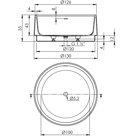 SANYCCES OASIS - ΣΤΡΟΓΓΥΛΗ ΜΠΑΝΙΕΡΑ SANYDUR MATT WHITE (Ø130)