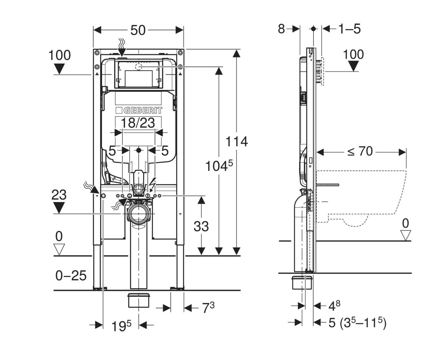 GEBERIT SIGMA 111.796.00.1 - ΚΑΖΑΝΑΚΙ ΕΝΤΟΙΧΙΣΜΕΝΟ ΓΙΑ ΚΡΕΜΑΣΤΗ ΛΕΚΑΝΗ (ΓΥΨΟΣΑΝΙΔΑ 8cm)