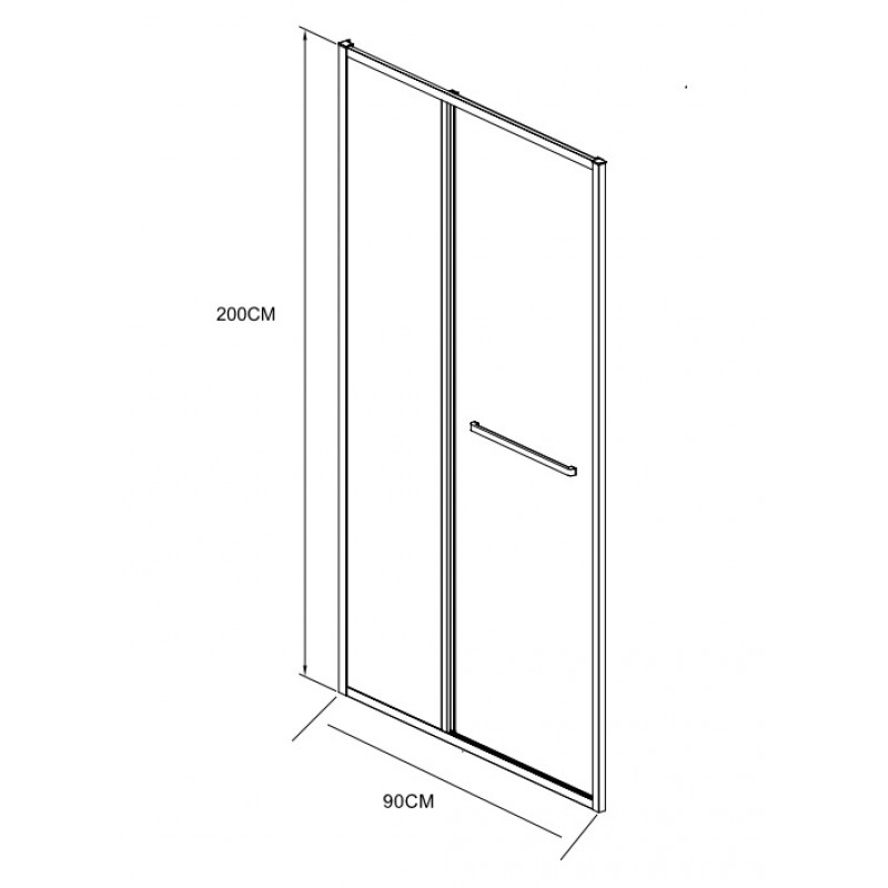 Καμπίνα Ντους με Συρόμενη Πόρτα Interceramic Graziana Chrome 90x200cm