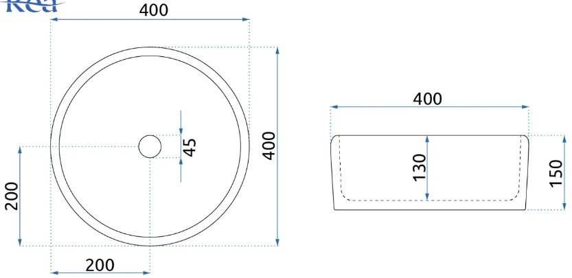 Νιπτήρας Επικαθήμενος Rea Florisa Dark Blue - Ø 40 cm