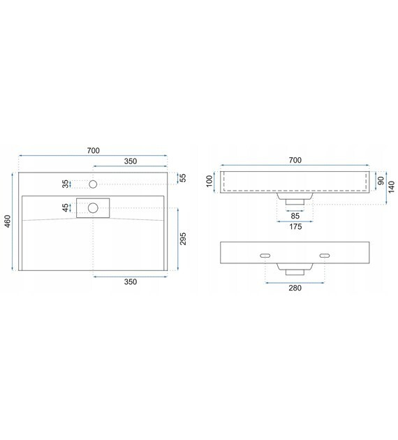 Νιπτήρας Επικαθήμενος Rea Goya Black Matte - 70 x 37 cm