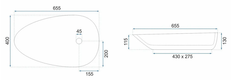 Νιπτήρας Επικαθήμενος Rea Greta 65 Bianco Shiny - 65 x 42 cm