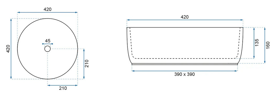 Νιπτήρας Επικαθήμενος Rea Helen Gold White - Ø 42 cm