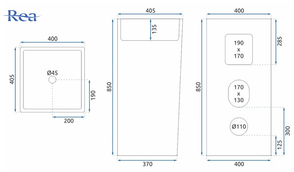 Ανεξάρτητος Επιδαπέδιος Νιπτήρας Πορσελάνης Rea Holly - 85 x 40 cm