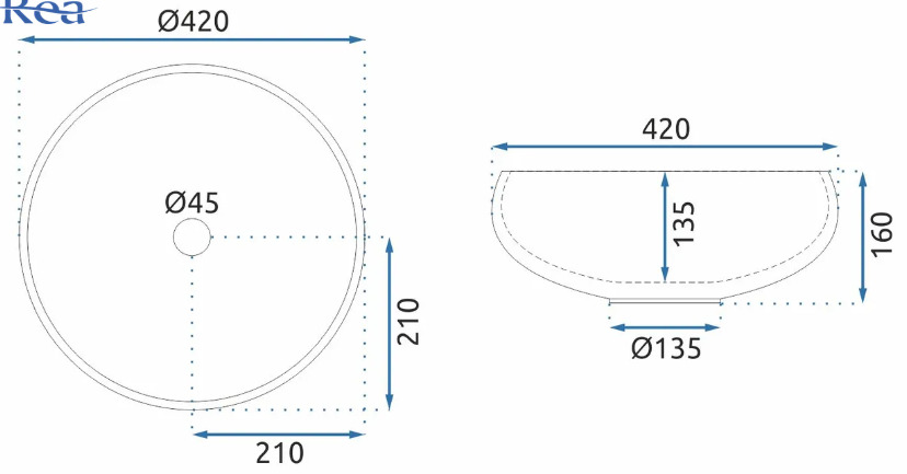 Νιπτήρας Επικαθήμενος Rea Ice Cristal (Γυάλινoς) - Ø 42 cm