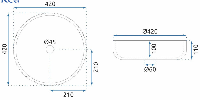 Νιπτήρας Επικαθήμενος Rea Jodi (Γυάλινoς) - Ø 42 cm