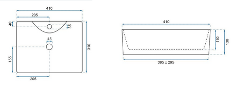 Νιπτήρας Επικαθήμενος Rea Kelly Mini - 41 x 31 cm